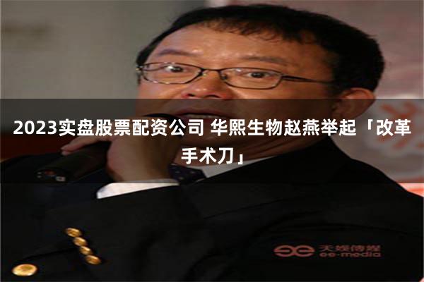 2023实盘股票配资公司 华熙生物赵燕举起「改革手术刀」