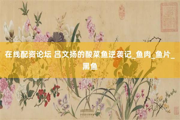 在线配资论坛 吕文扬的酸菜鱼逆袭记_鱼肉_鱼片_黑鱼